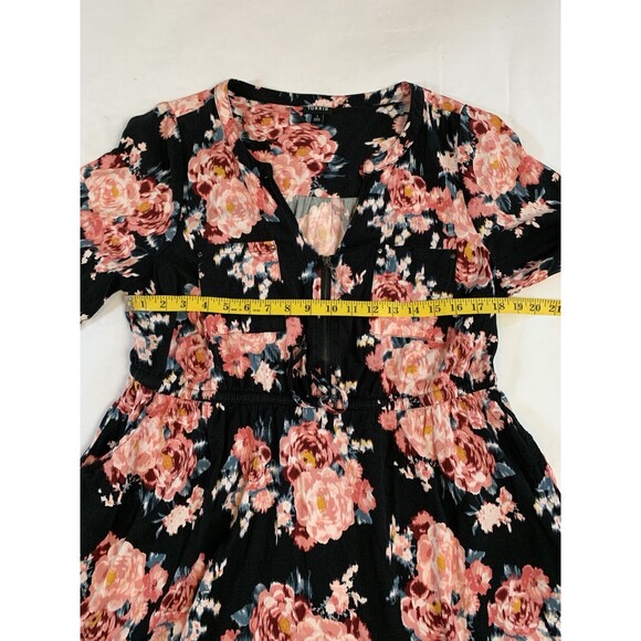 Torrid Dress Size 1 Mini Challis Floral Print Hi/Lo Plus Skater Shirt Tie Waist - Picture 8 of 10